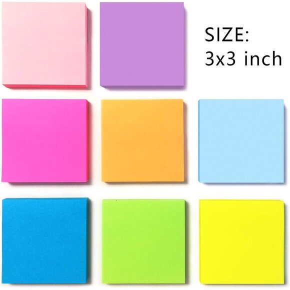 8 Pads Pop Up Sticky Notes 3x3 Refills Bright Colors Self-Stick Notes Pads Super - Picture 3 of 8